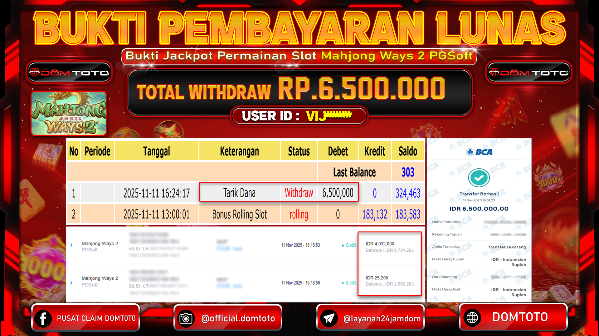 JACKPOT SLOT Mahjong Ways 2 PGSoft  11 NOVEMBER 2025